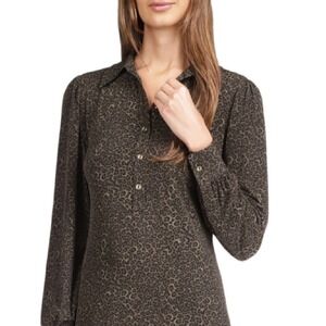 Michael Kors Women's Shirtdress‎ Long Sleeve Mini Animal Print Size M